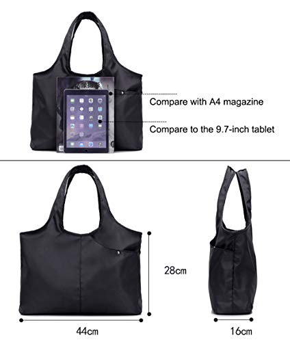 ABLE Women's Clear Tote Bags Multi-Use Shoulder bag Handbag Beach bag Shopping Bag work bag (2-nylon black)