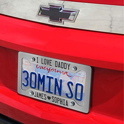 United Craft Supplies Custom License Plate Frame - Heavy Duty Stainless Steel License Plate Frame Personalized w/ 10 Font Options | Silver