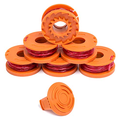 FutureWay String Trimmer Replacement Spool Line 0.065” WG163 WG155 WG180 WG175 WG160 Compatible with Worx WA0010, Weed Eater String Autofeed WA6531GT Cap, Cordless Trimmer Line 10ft, 6 Spools + 1 Cap