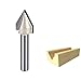 HUHAO 3D CNC Engraving V Groove Router Bit 60 Degree Woodworking Cutting Tool 1/4 Shank and 9/16 Cutting Dia