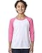 Next Level Big Boys' Raglan Baby Rib-Knit T-Shirt, X-Small, Hot Pink/ White