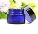Blue Heavywall Glass 2 oz Amber Salve Jar w/Black Lid 4 pk