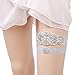 OURIZE Wedding Garters for Bride Lace Garter Belt Bridal Garter Set with Rhinestones (Blue)