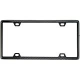 BLVD-LPF OBEY YOUR LUXURY 100% Real Black Carbon Fiber License Plate Frame Slim 4 Holes with Matching Screw Caps - 1 Frame