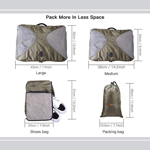 REYLEO 4 Set Packing Cubes Travel Luggage Organizer Storage Bags Pouch Clothing Shoe Sorting Packages Brown CCPO1