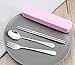 Zittop Portable Reusable Flatware Set Travel / Camping Cutlery Set with Travel Box 3 Piece Stainless Steel (Chopsticks, Fork, Spoon) Reusable Lunch Box Utensils, Portable Travel Silverware Set (pink)