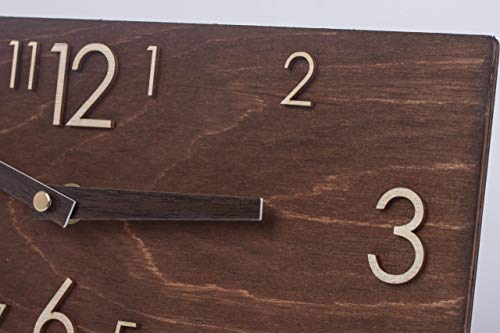 Wooden Wall Clock - Handmade Dark Brown Wall Clock - Rectangular Wall Clock - Modern Wall Clock - Scandinavian Clock - Wall Decor - Thumbnail 5