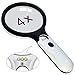 Large 4 LED Handheld Magnifying Glass with Light, Nydotd 4X 30X Lens Portable Illuminated Magnifier for Reading, Macular Degeneration, Repair, Hobby & Crafts, 4.8 Inches (White & Black)