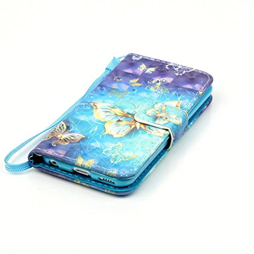 iPod Touch 6 Case, iPod Touch 5 Case, Lwaisy [Wrist Strap] [Stand Feature] Premium PU Leather Wallet Phone Case Flip Cover Built-in Card Slots for Apple iPod Touch 5 6th Generation (Gold Butterfly) - Thumbnail 6