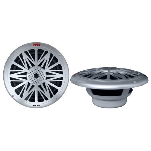 Pyle PLMRS62 Dual 6.5'' Water Resistant Marine Speakers, 2-Way Full Range Stereo Sound, Built-in Tweeters, 200 Watt, Silver (Pair)