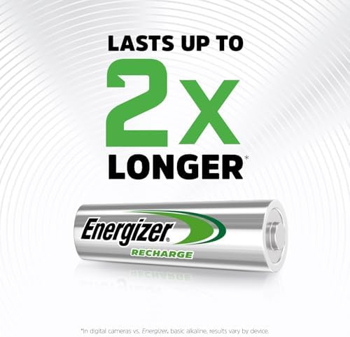Recharge Universal - Batterie Ricaricabili AA (Confezione da 4) - Pile 1350 mAh NiMH - pronte all'uso - potenza di lunga durata - 100% imballaggio riciclabile privo di plastica