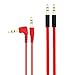 (Chromo Inc) 1.5m AUX Flat cable + 1.5m cable w/ 1 Angled End - Red