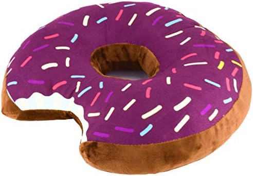 EDS Industries Donut Shaped Plush Pillow Sprinkled Comfy Seat Cushion Food Throw Pillows (Purple)