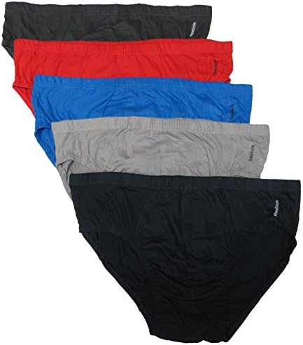 Reebok Men's Low Rise Briefs, Size Large 36/38 Multi, (Pack of 5)