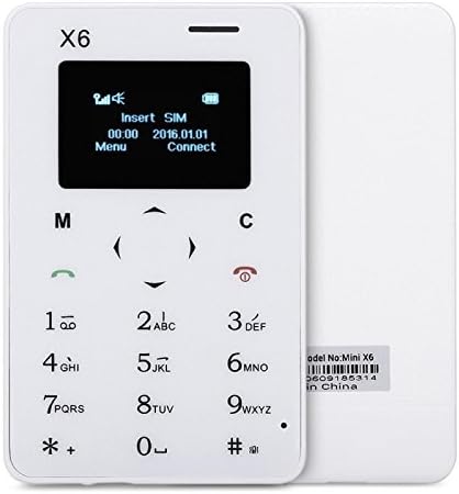 Generic AIEK X6 Card Mobile Phone, Network: 2G, 4.8mm Ultra Thin Pocket Mini Slim Card Phone, 1.0 inch LED Display, QWERTY Keyboard, Bluetooth 3.0, FM, Calendar, Calculator, Alarm(White)