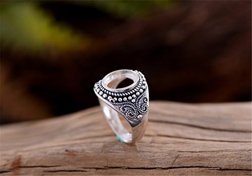 Ring Blank (8x10mm Oval Blank) Adjustable Thai Sterling Silver Ring Base Oval Cabochon Ring Setting R673B