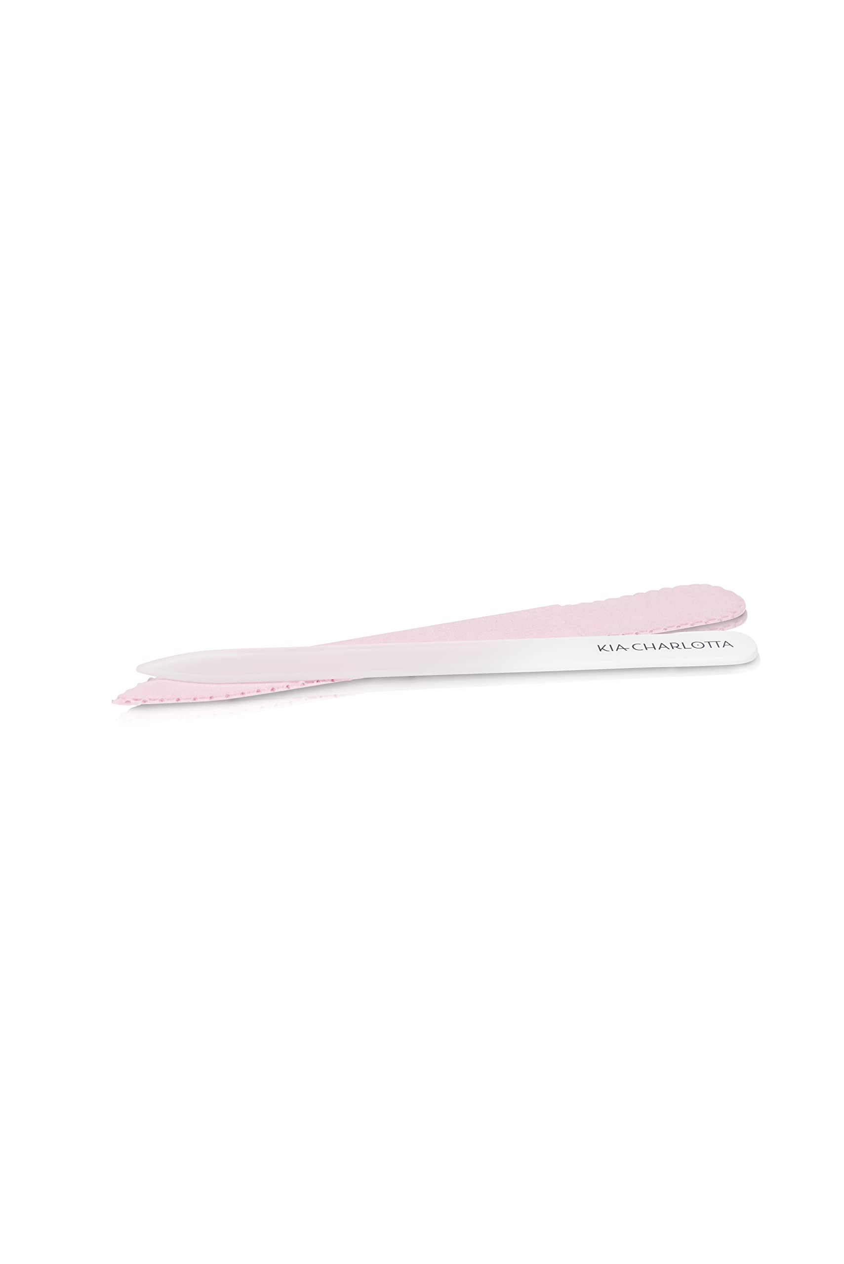 Kia-Charlotta, Vegan Glass Nail File, Made in Germany, Premium Quality, 100% Glass, Vegan and Elegant Velvet Cover (Pink)
