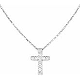 14K Gold Plated 925 Sterling Silver Cross Necklace for Women with Cubic Zirconia – Dainty Adjustable Chain, Religious Christian Jewelry, Gift for Birthday & Everyday Wear