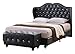 Kings Brand Furniture - Black Tufted Design Faux Leather King Size Upholstered Platform Bed