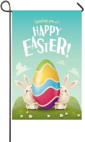 Baocnber Holiday Decor Outdoor House Flag- Wishing You A Happy Easter 12.5x18 Inch Double Sided Garden Flag