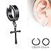 U2U Pair of Surgical Stainless Steel Black IP Non-Piercing Clip On Earrings Laser Etched Die-Cut Crosses(Colors Optional) (BLACK)