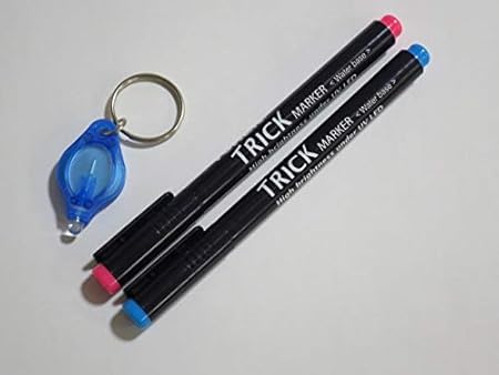 Amazon 中字 青 赤 各1本 ブラックライトペン トリックマーカー 海外製led使用ブラックライト キーホルダー付 375nm 他にはない発光輝度のシークレットペン 暗証番号管理 商品管理 油性 文房具 オフィス用品