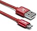 Sentey Micro USB Cable 1 Meter 3ft Braided (Red) High Speed Micro USB Cable USB 2.0 Tangle-Free Charging/sync Cable a Male to Micro USB Ls-6723