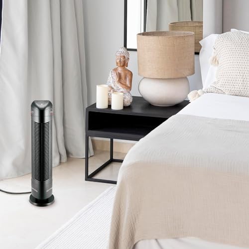 Ionic Pro Turbo (TA550) Ionic Air Purifier Tower for Home, Quiet Ionic Filterless Design, Covers Up to 600 Sq. Ft., Removes Odors, Smoke, Dust, and Allergens – Black