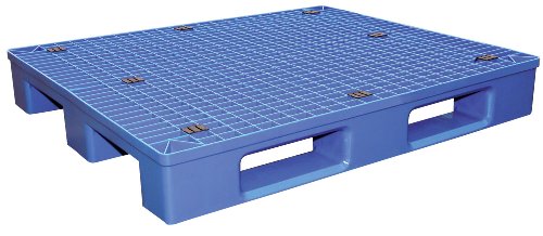 Vestil Blue Plastic Pallet - 4-Way Entry, 48x40 Inches, 6600 Lb Capacity, Grid Deck For Drainage