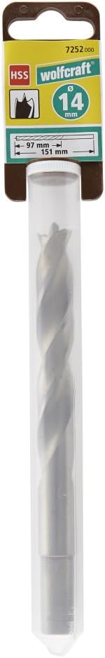 wolfcraft Wood Twist Drill Bit, HSS, diameter 14 mm I 7252000 I For drilling into very hard woods, Silver - Image 3