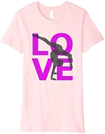 Womens LOVE Gymnastics Awesome Gymnast Turns Flips Girl T-Shirt Small Pink