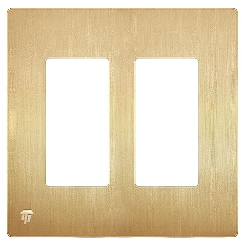 ENERLITES Elite Serie SI8832-BGD dekorative schraubenlose Steckdosenblende für Doppelsteckdosen, Abdeckung kindersichere Unterputz-Steckdose, 11,9 cm H x 12 L, unzerbrechliches thermoplastisches