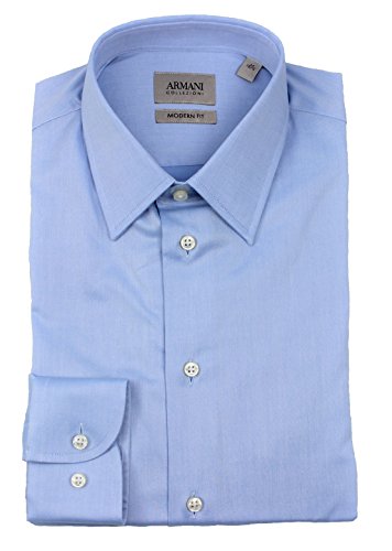 Armani Collezioni Men's Cotton Dress Shirt Modern Fit Blue VCCM5L VCc45 701 (USA17/EURO43)