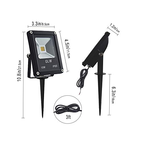 GLW 12V Landscape Lights 10W Low Voltage Waterproof Outdoor Spotlights IP65 Waterproof Garden Lights,3000K Warm White [8 Pack] - Thumbnail 5