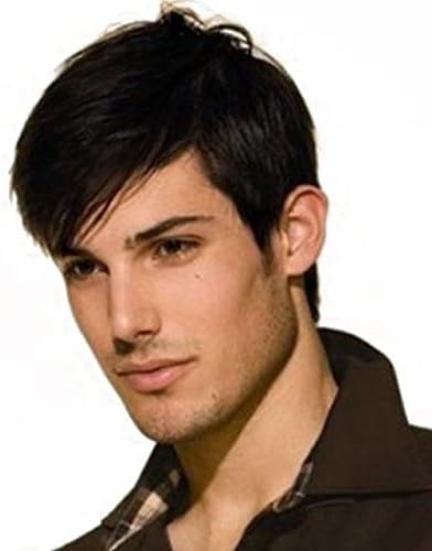 WTB Hair Short Straight Real Human Hair Wig for Men Hair Replacement Virgin Human Hair Natural Black