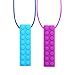 Rubber Chew Necklace 2 Pack (Purple and Blue with Colored Cords) Sensory Chew Necklace for Kids,Autistic, Adhd, Spd, Oral Motor Children, Boys, and Girls (2 pack)