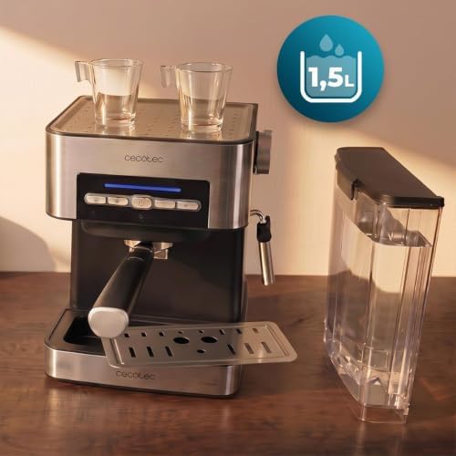 Machine à Café Espresso Power Espresso 20 Matic Elite. 850W, Pression 20 Bars, Réservoir 1,5 Litres, Mousseur Orientable, Commande Numérique, Mode Auto, Acier