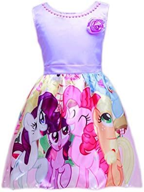 Karri CC Girls Cute Cartoon My Little Pony Sleeveless Princess Tiered Birthday Party Dress