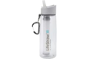 LifeStraw Go Water Filter Bottle with 2-Stage Integrated Filter Straw for Hiking, Backpacking, and Travel, Clear