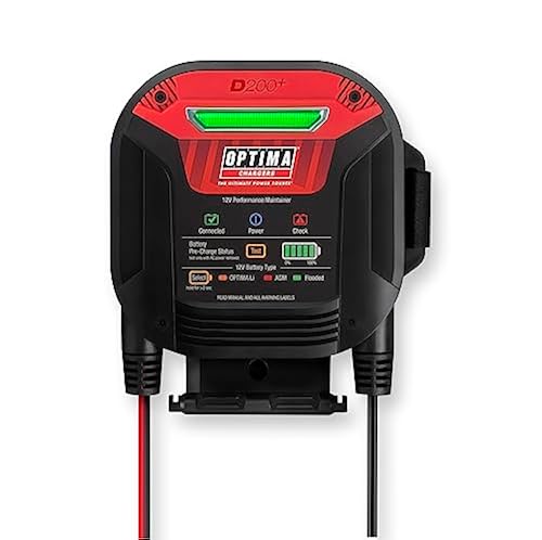 OPTIMA D200+ Battery Maintainer & Charger - 12V For Lithium, AGM, Flooded Batteries With Weatherproof Design