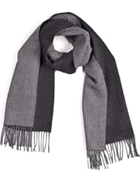 Contrast Scarf in 100% Pure Baby Alpaca for Men and Women - A Great Gift Idea in Many Colors (Charcoal Gray)