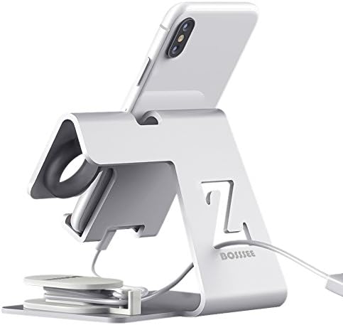 Apple Watch Stand, Desktop Cell Phone Charging Stand for iPhone X/8/7/6/5 Aluminum iWatch(42mm 38mm) Charging Dock Station for iPad all Smart Phone Tablet Stand (up to 9.7 inch)(Silver)