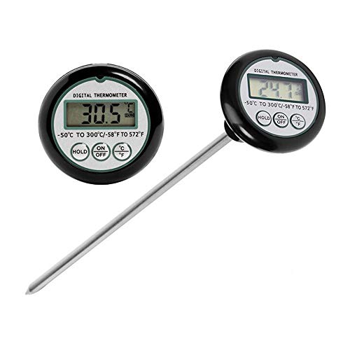 Indoor Outdoor Digital Large Display Temperature Monitor Multifunctional Weather Station,Folding Probe Barbecue Grill Food Electronic Probe Oil Weather Thermometers for Home,Car,Office (Black)