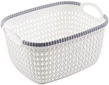 Onegirl Woven Storage Basket for Toy Book Clothes Storage,26cm x 20cm x 14cm,Office Plastic Storage Basket Desktop Finishing Box Cosmetics Debris Case For Bags, Kitchenr,Laundry,Office (White)