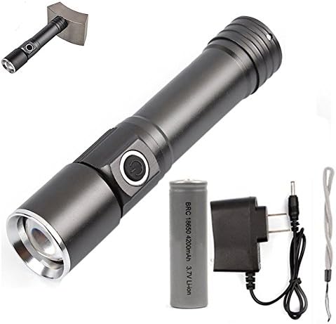 18650 Flashlight Set,Smartlife15 240LM Magnetic Mini LED Torch Adjustable Focus Zoom Light Lamp, 3 Modes Waterproof, with Battery and Charger, Army-Gray
