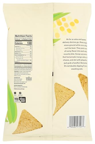 365 BY WHOLE FOODS MARKET, ORGANIC WHITE CORN TORTILLA CHIPS, 12 OUNCE