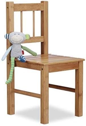Relaxdays Bamboo Decor Chair, 57 x 27 x 29 cm, Small Flower Stand, Wooden Seat, Children's Chair, Bamboo, natural