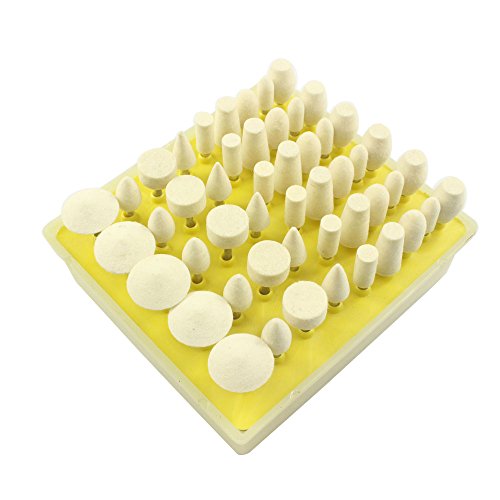 50pc 3mm 1/8'' Shank Hardened Wool Felt Mandrel Mounted Polishing Buffing Accessories Set for Dremel Rotary Tools