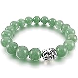 Men,Women's 10mm 12mm Alloy Bracelet Link Wrist Energy Stone Aventurine Green Silver Tone Buddha Mala Beads