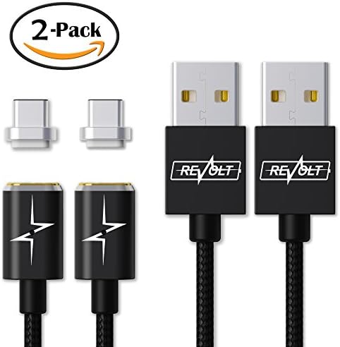 Magnetic Charging Cable 2.0 [5th Gen.] 2.4A / 4FT/ Certified iOS + Android / 3 in 1 Charger For Apple, Samsung, LG, Google, Pixel, iPhone, iPad, Galaxy,, etc. [BLACK ( Type-C)] - 2 PACK